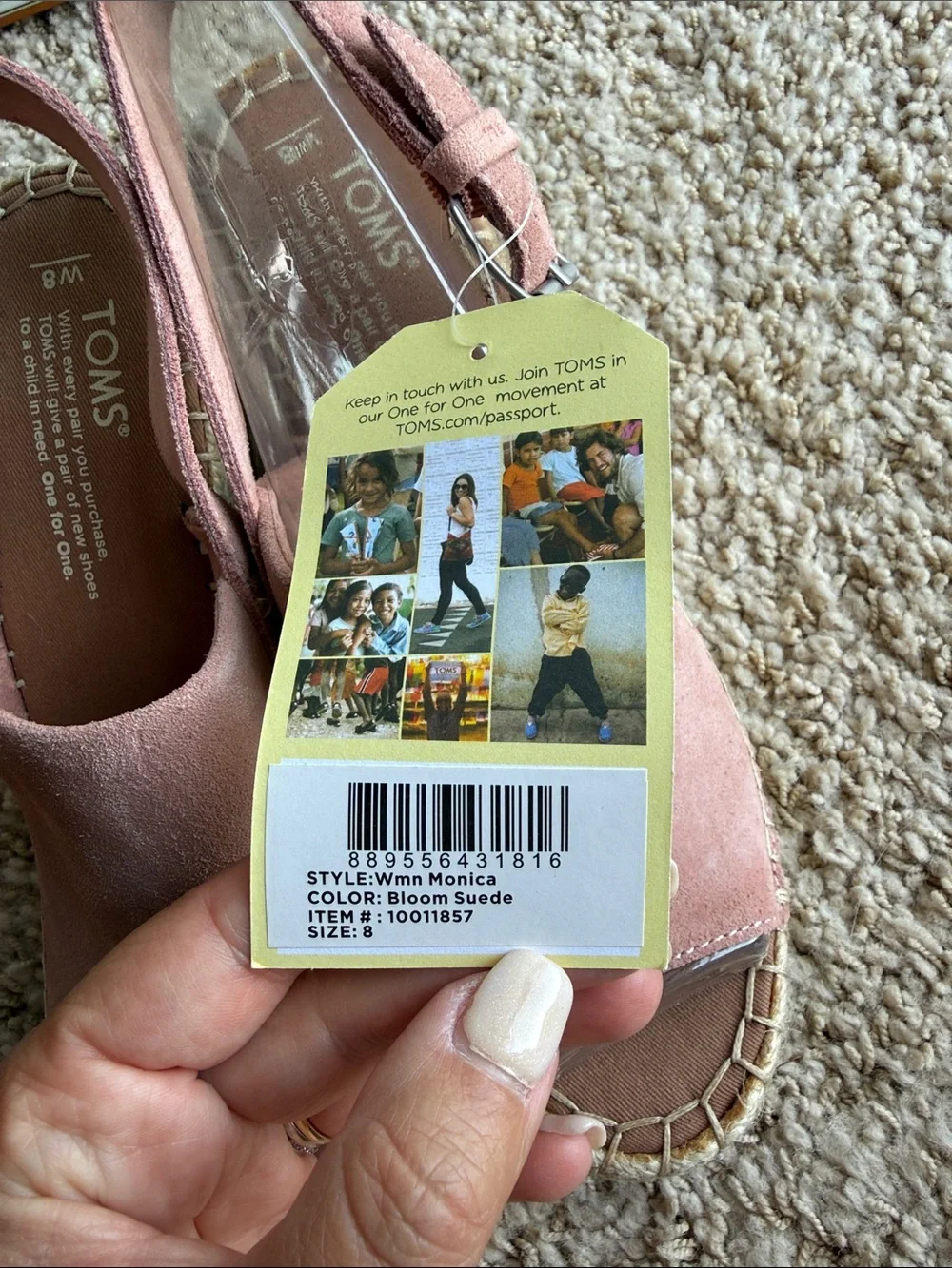 Toms Mauve Suede Espadrille Slingback Wedges Sz 8